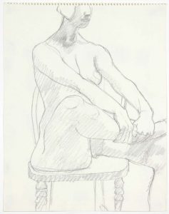 Model Seated on Chair Pencil 14 x 11