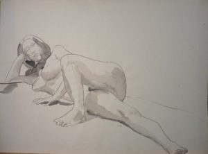 Reclined Female Watercolor 22 x 29.875