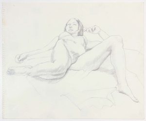 Reclined Female with Right Leg Bent Back Pencil 13.875 x 17