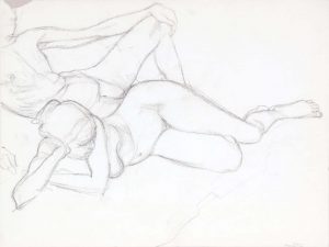 Reclined Male and Female Modes Graphite 14.875 x 20