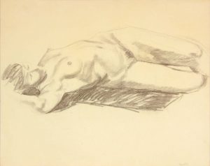 Reclined Model with Arm Over Head Graphite 19 x 24