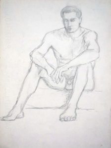 Seated Male Model Pencil 13 x 9.5