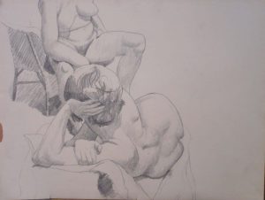 Seated Model and Reclining Model Pencil 16.375 x 21.625