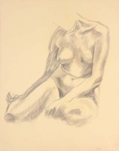 Seated Model with Legs Bent Backwards Graphite 24 x 19