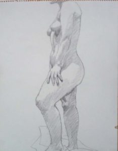 Side of Standing Female Model Pencil 14 x 11