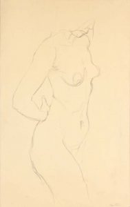 Standing Female Nude Graphite 19 x 12