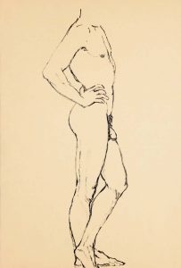 Standing Male Nude (Side) Ink 17.875 x 12