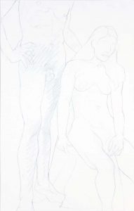 Standing Male and Seated Female Graphite 22 x 14