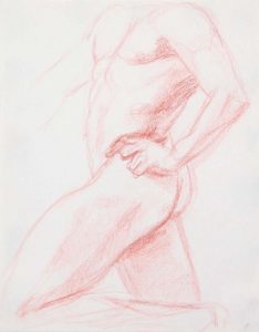 Standing Model with Left Leg Bent Conte Crayon 11 x 8.5