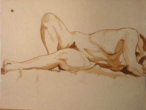 Twisted Nude Reclining Sepia 16.25 x 21.625