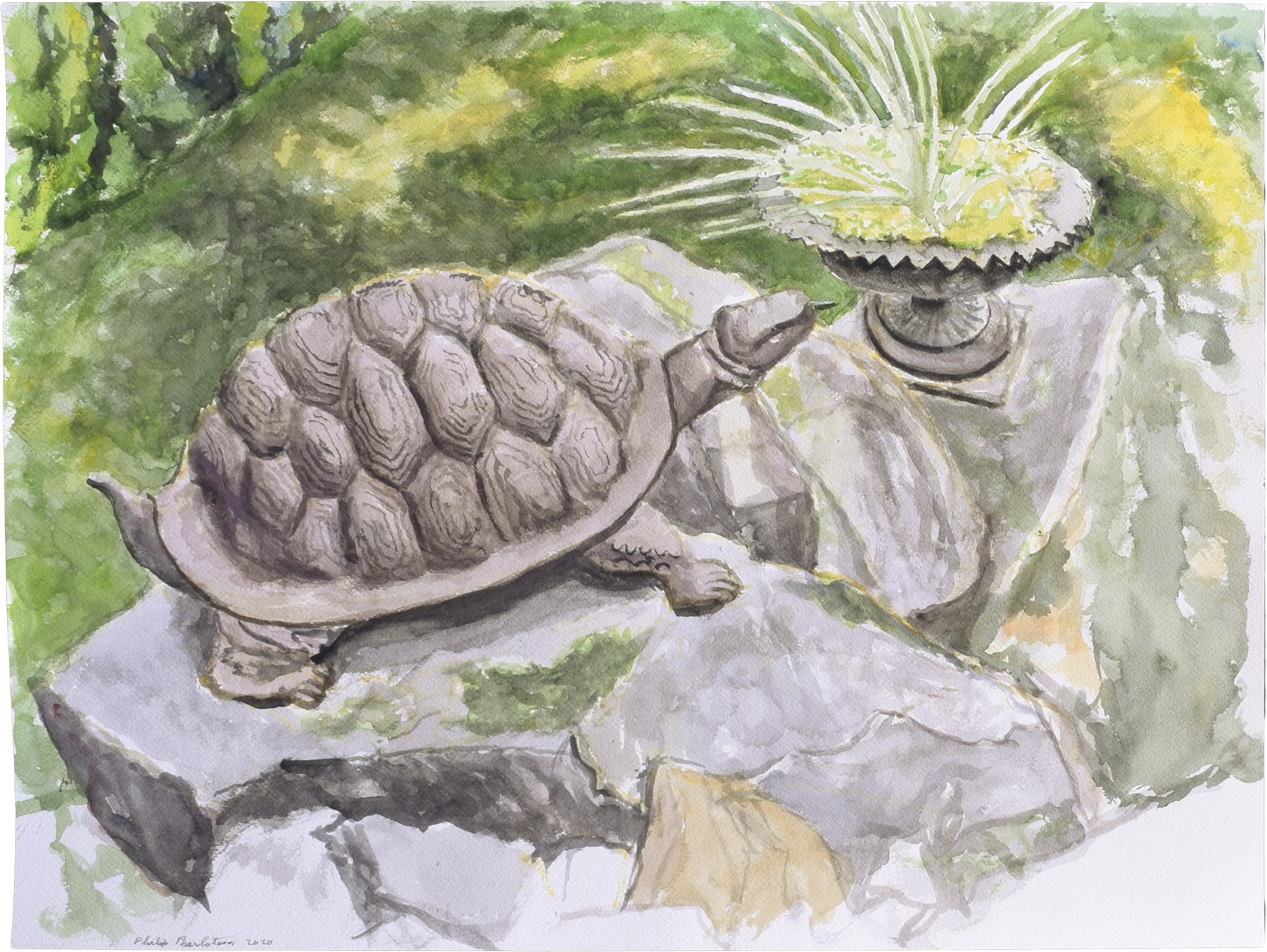 2021 Cast Iron Sprinkler Turtle in My Garden Watercolor on Paper 18 x 24 PP16821