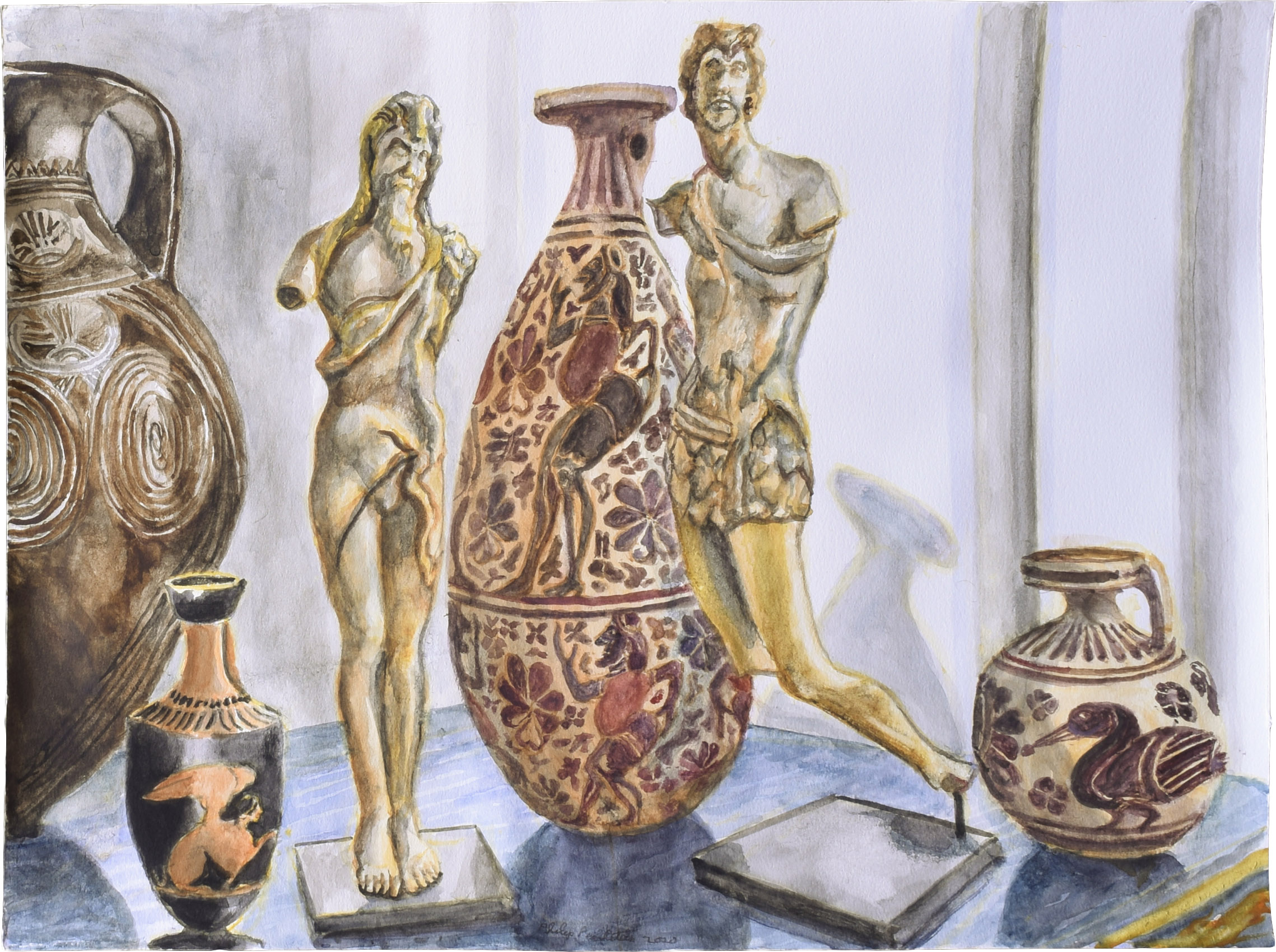 2021 Greek Ceramics in My Studio Watercolor on Paper 18 x 24 PP16817