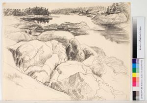 1956 Drawing for Tidal Inlet Charcoal on Paper 18.875 x 24.75