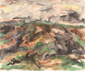 1958 View of Assissi #2 Watercolor on Paper 18 x 21.5