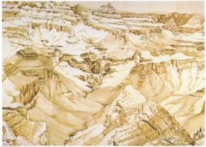 1976 Grand Canyon Sepia Wash on Paper 29.5 x 41
