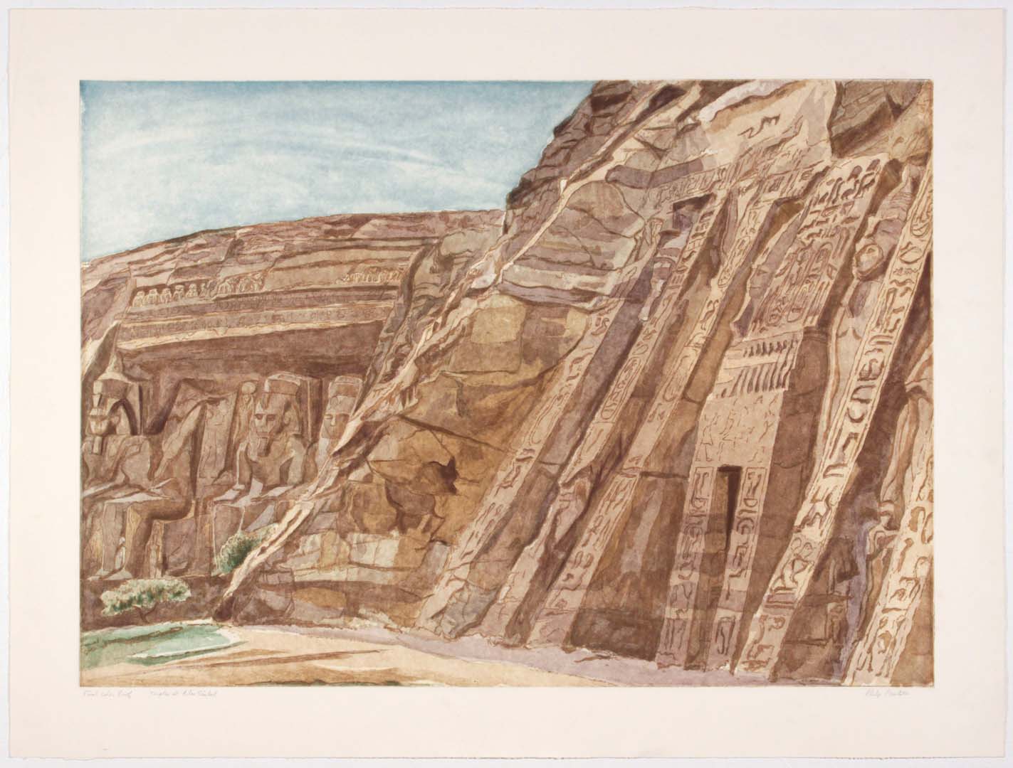 1979 Temple at Abu Simbel Aquatint Etching on Paper 29.25 x 39