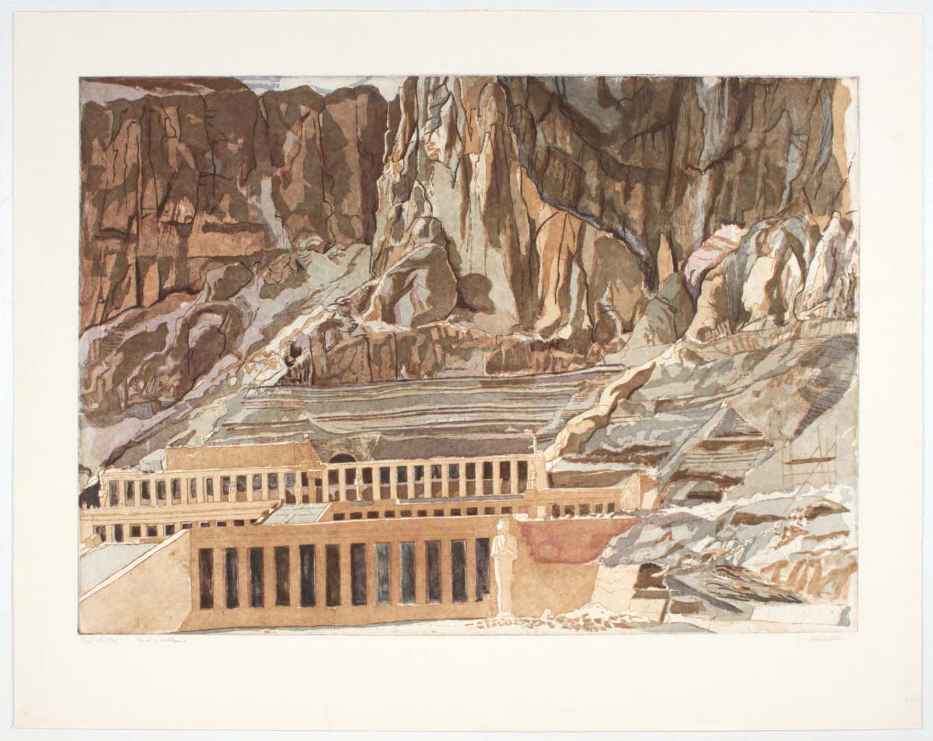 1979 Temple of Hatshepsut Aquatint Etching on Paper 30.25 x 29.125