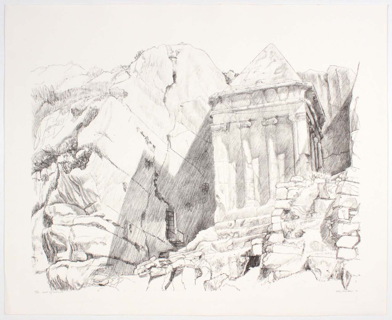 1986 Tomb of Zacharia Lithograph on Paper 29 x 36.5