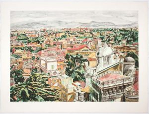 1986 View of Rome Aquatint Etching on Paper 35.5 x 47