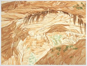 1994 Canyon de Chelly Ruins Aquatint Etching on Paper 33.25 x 44.5