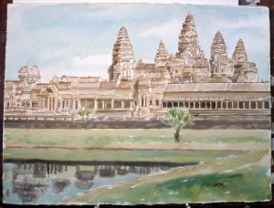 1998 Angkor Wat Watercolor on Paper 22.5 x 30.25