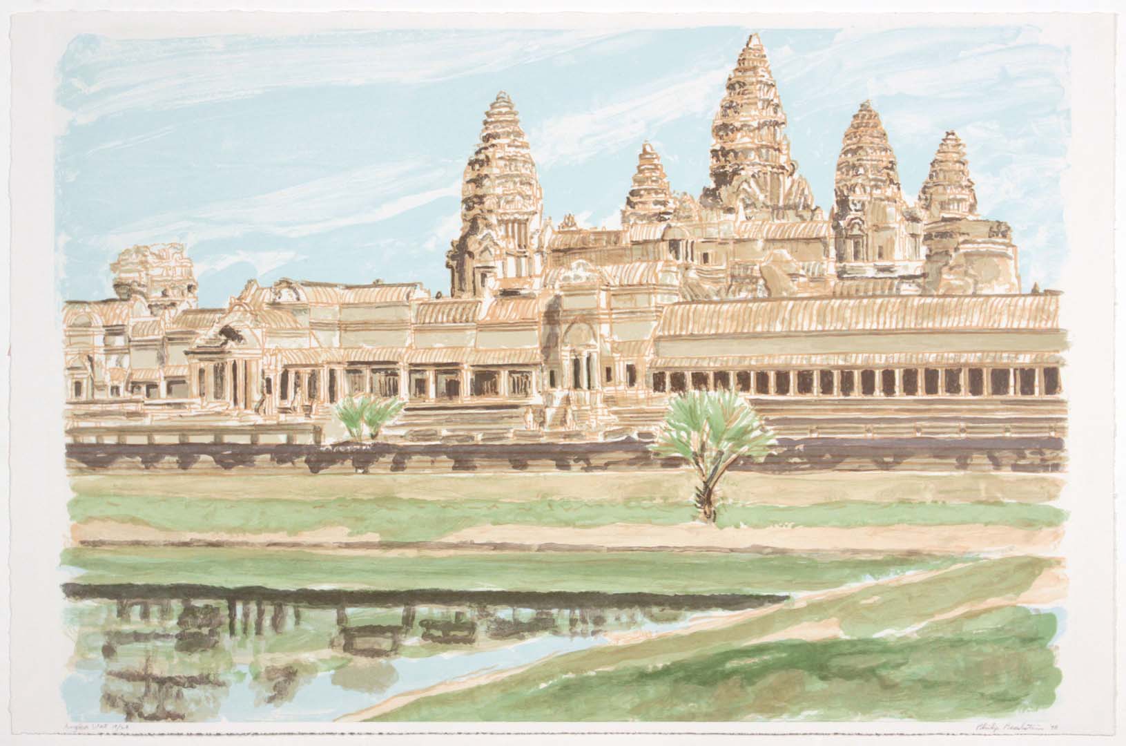 1998 Ankor Wat Lithograph on Paper 22 x 33