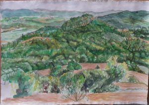 2009 View Towards Lake Tresimano Watercolor on Paper 22.25 x 32