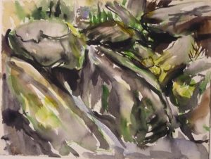 Deer Isle Rocks #1 Watercolor on Paper