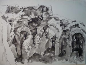 Study for Oil Painting Imperial Palace #4 InkWash