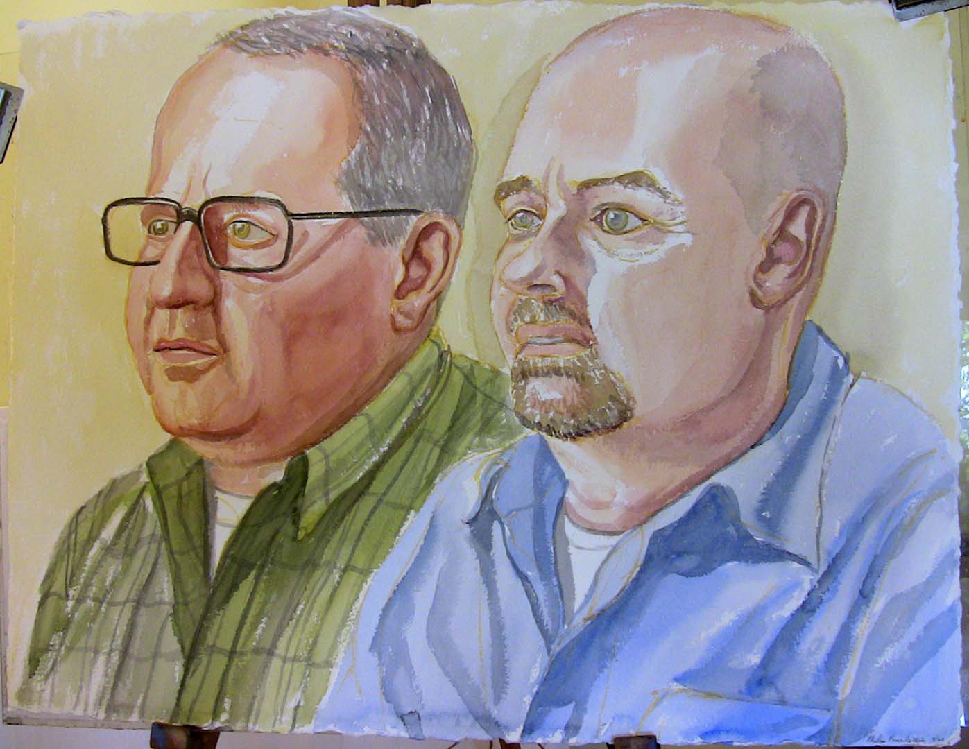 2008 Portrait of Tom Dolle and George Waffle Watercolor Dimensions Unknown
