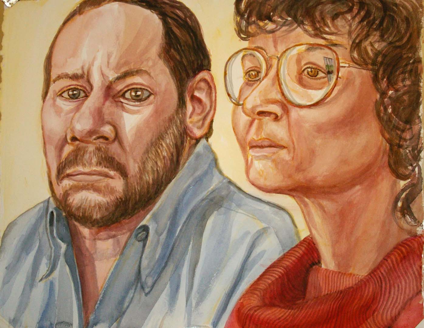 2009 Agatha and Chris Wyman Portrait Watercolor Dimensions Unknown